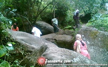 Climbing towards edakkal cave -Joby , Shiju, Reena, Shali